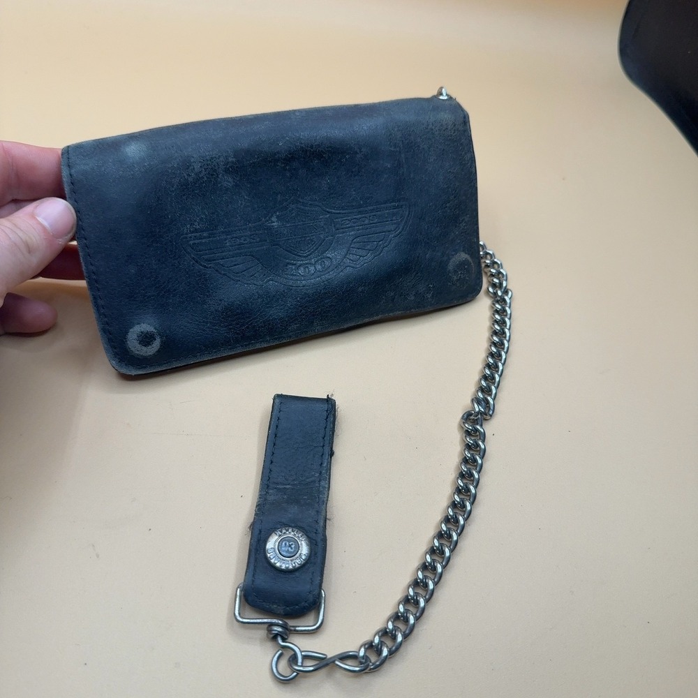 Harley-Davidson 100th Anniversary Leather Chain Wallet Black
